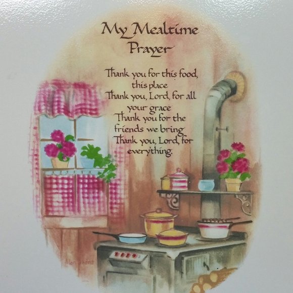 Vintage My Mealtime Prayer Ceramic Tile Kitchen Trivet Retro MCM AS IS - Picture 3 of 10
